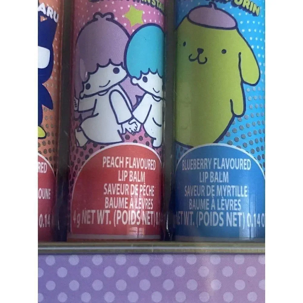 5 Pack Sanrio Hello Kitty and Friends Flavored Lip Balm‎ & Tin Set Plant Based